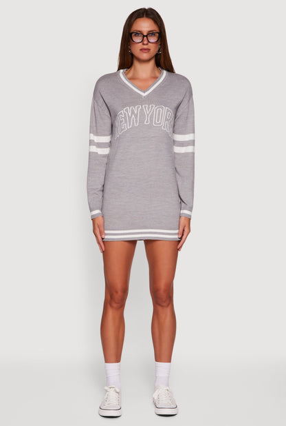 Sweater Dress with New York Graphic