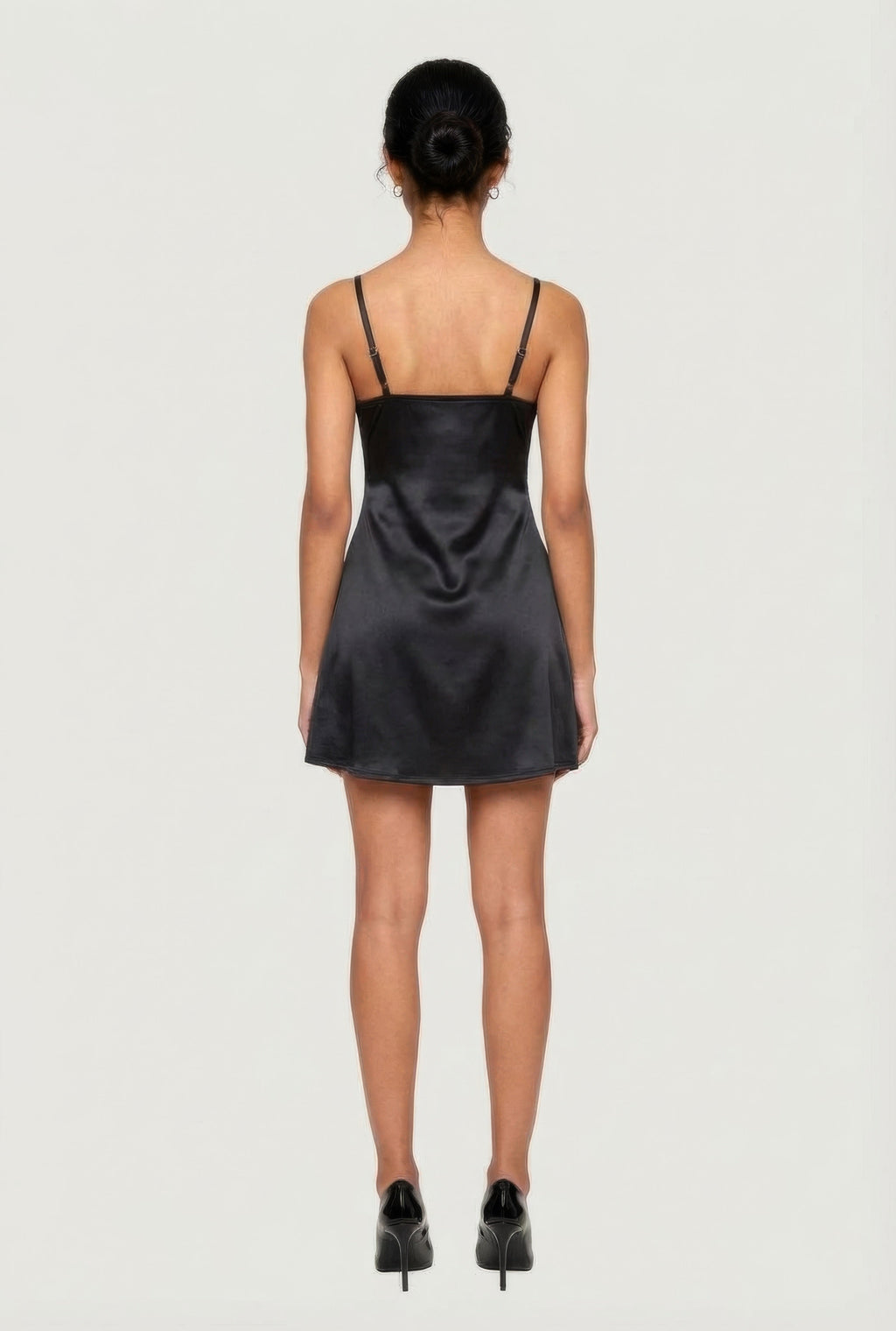 Satin Bow Front V-Neck Mini Dress