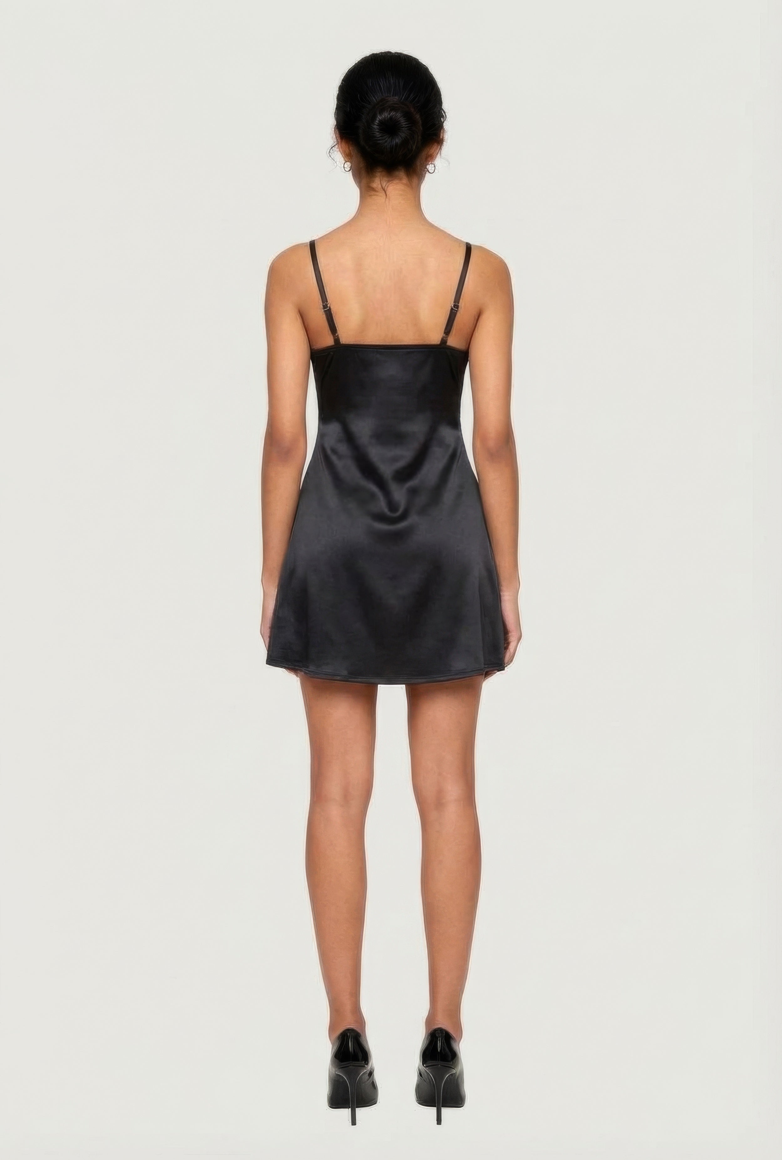 Satin Bow Front V-Neck Mini Dress
