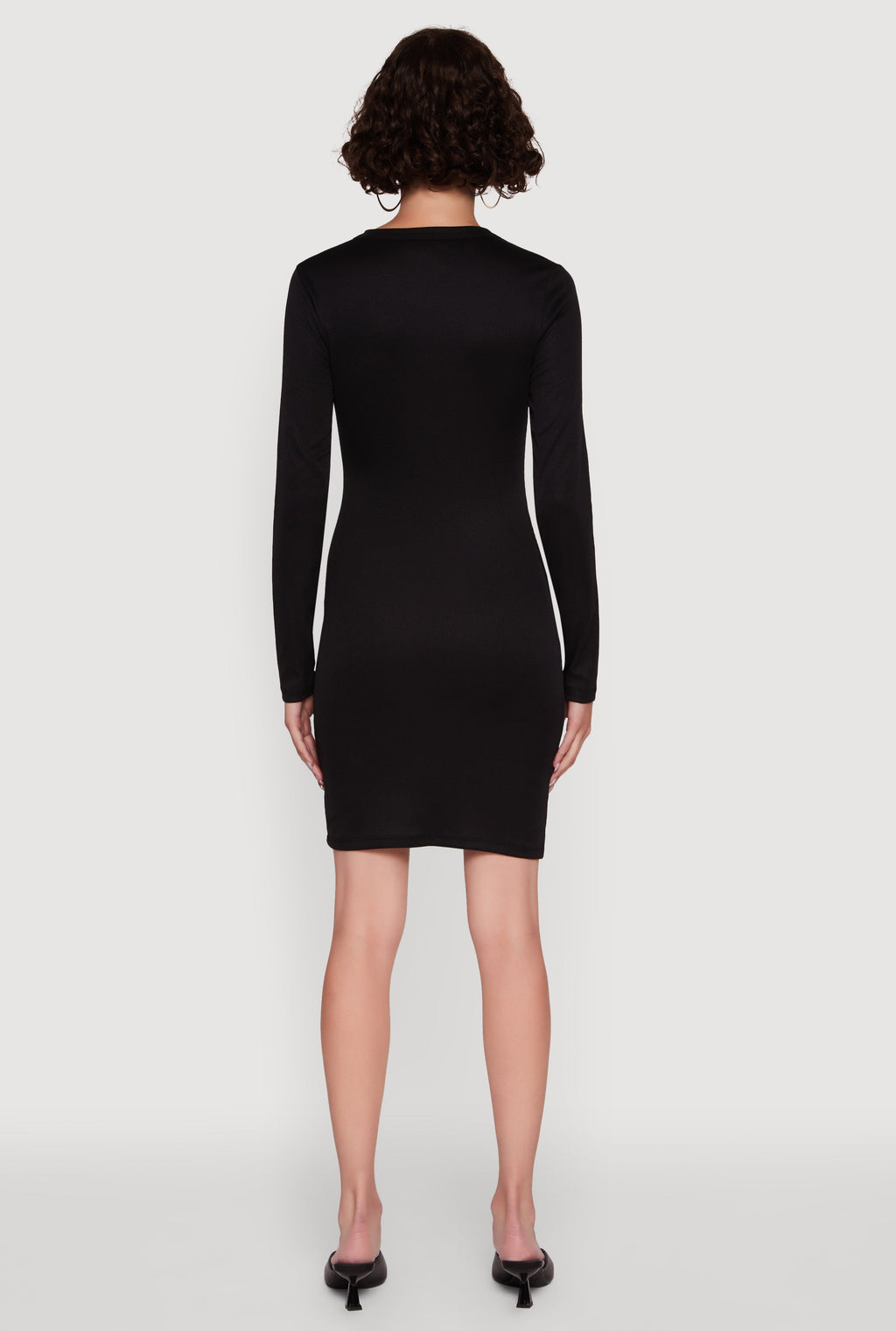 Ribbed Knit Long Sleeve Mini Dress