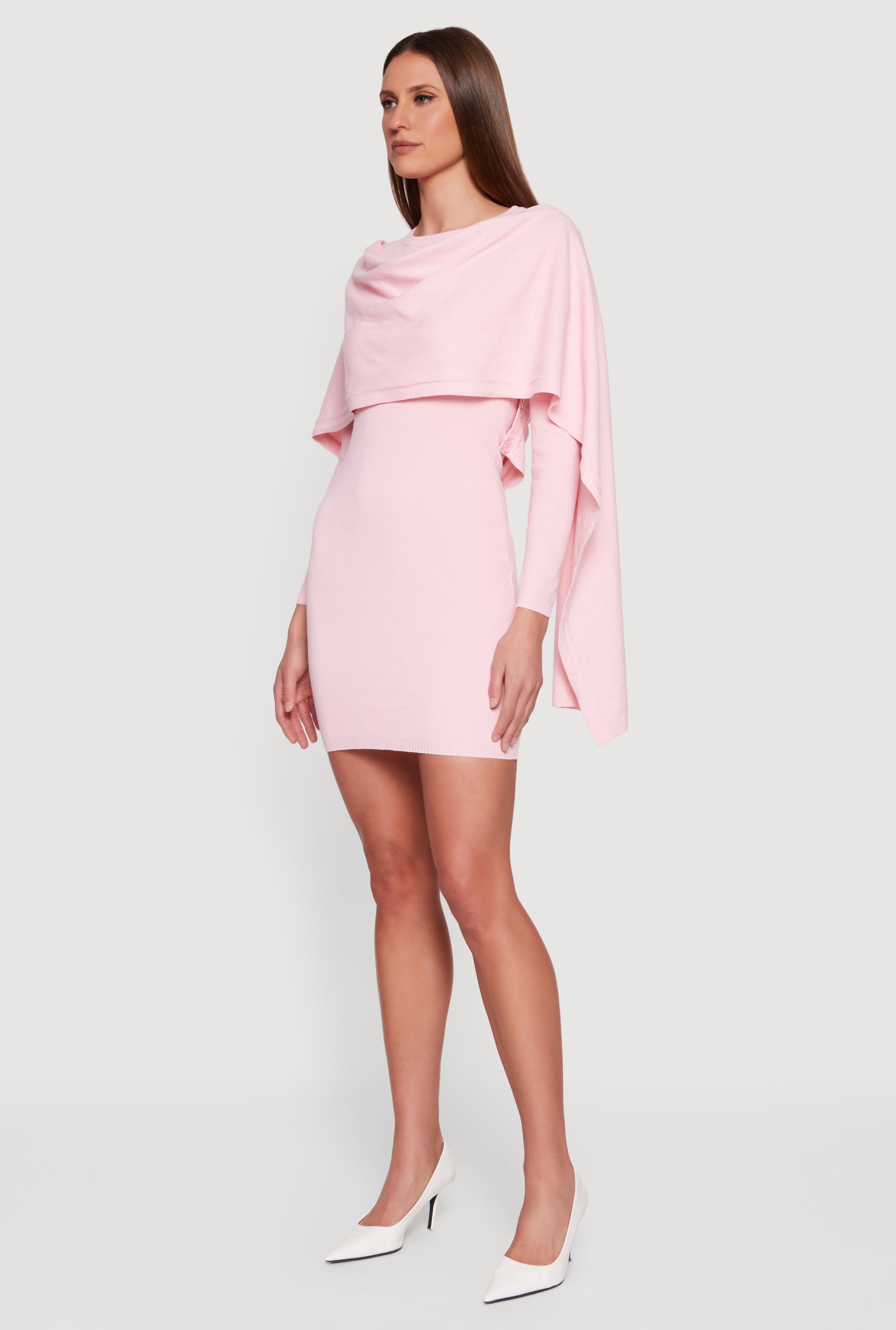 Almost Famous Mini Sweater Dress with Removable Scarf