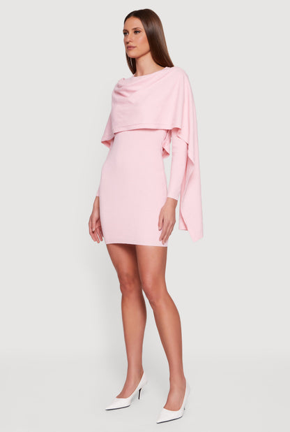 Almost Famous Mini Sweater Dress with Removable Scarf