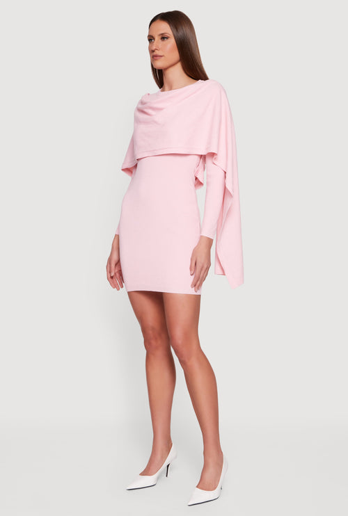 Almost Famous Mini Sweater Dress with Removable Scarf