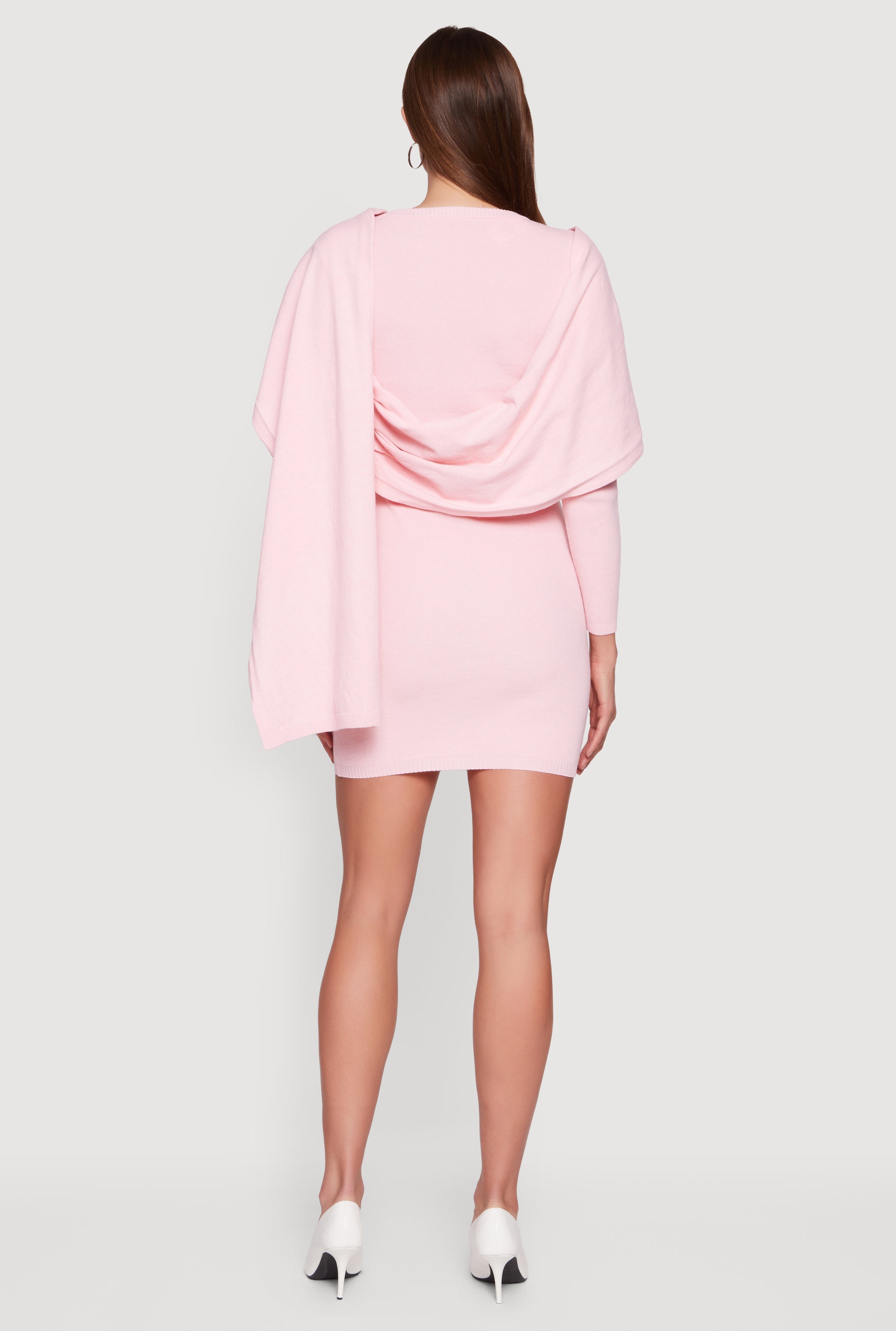 Almost Famous Mini Sweater Dress with Removable Scarf