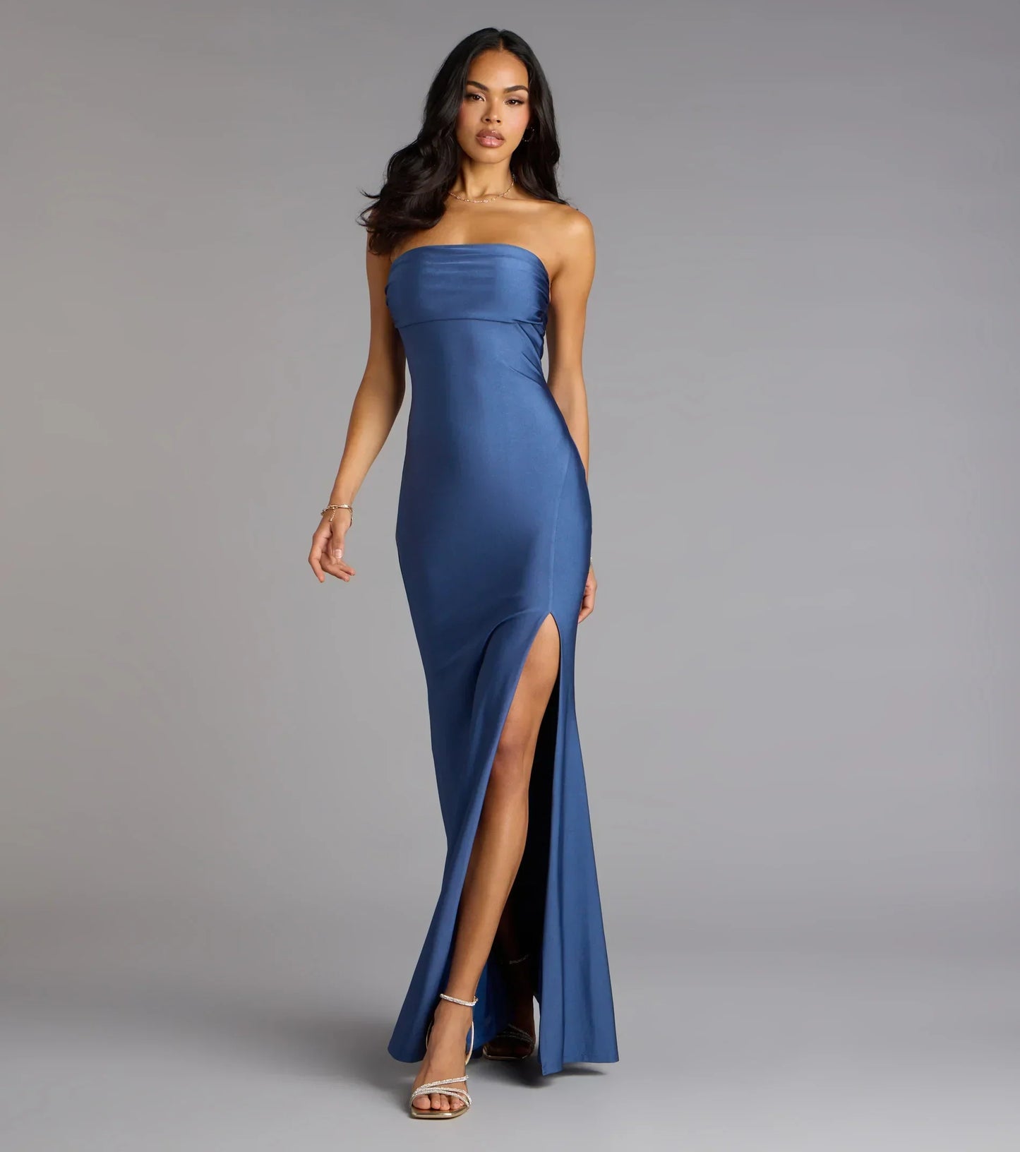 Cheryl Strapless Slit Mermaid Formal Dress