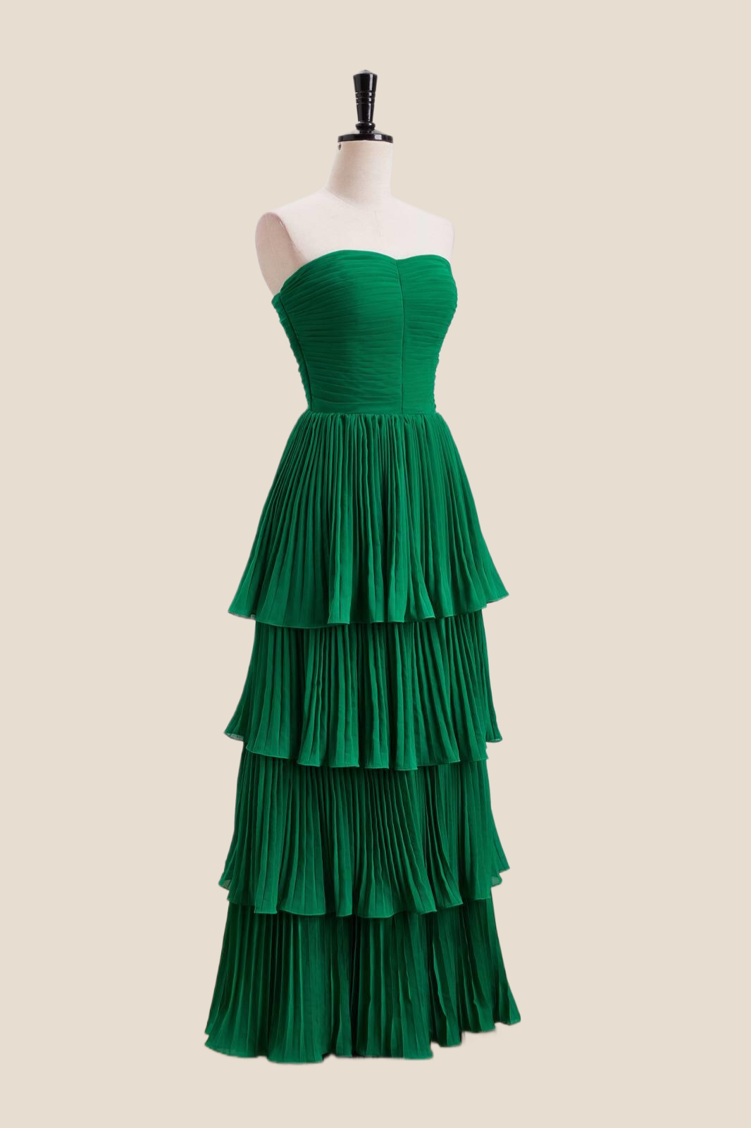 Emerald Green Chiffon Ruffles Long Party Dress