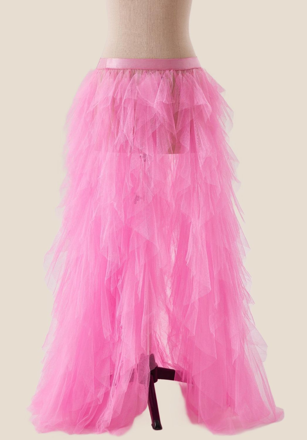 Hot Pink Bustier Ruffles Long Party Dress