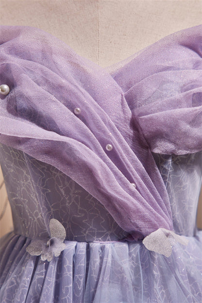 Off the Shoulder Lilac A-line Short Princess Dress