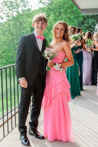 Light Blue Chiffon Tiered Maxi Dress