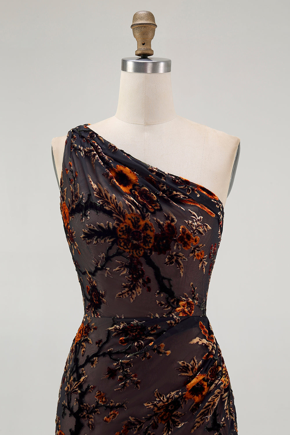 Black Floral Burnout Long Wedding Guest Dress with Slit