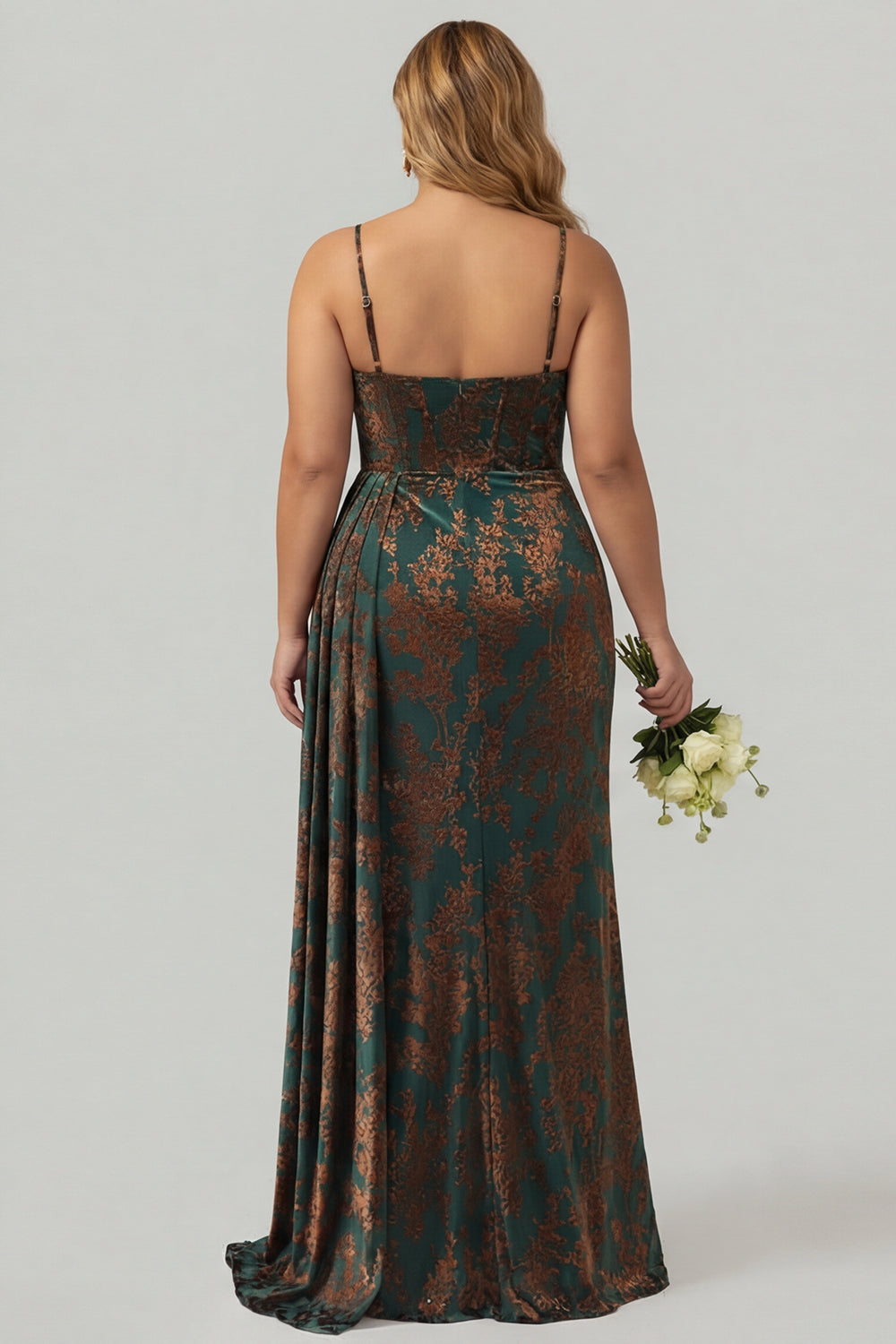 Burgundy Corset Spaghetti Straps Velvet Long Wedding Guest Dress with Slit
