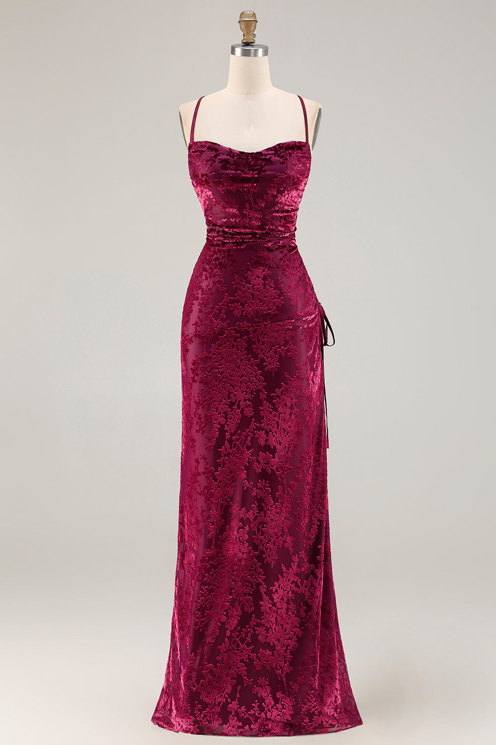 Dark Green Sheath Velvet Spaghetti Straps Long Bridesmaid Dress