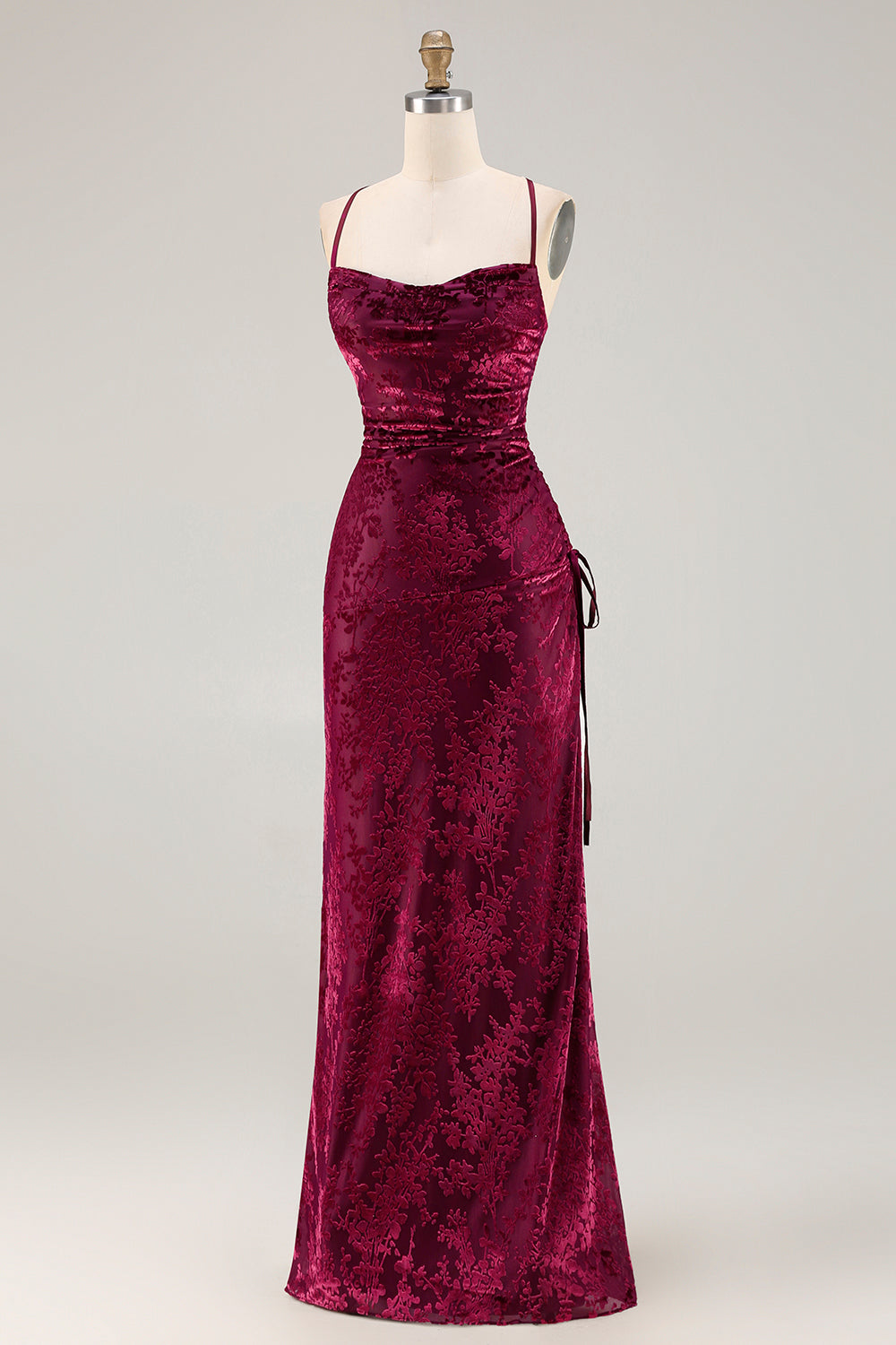 Dark Green Sheath Velvet Spaghetti Straps Long Bridesmaid Dress