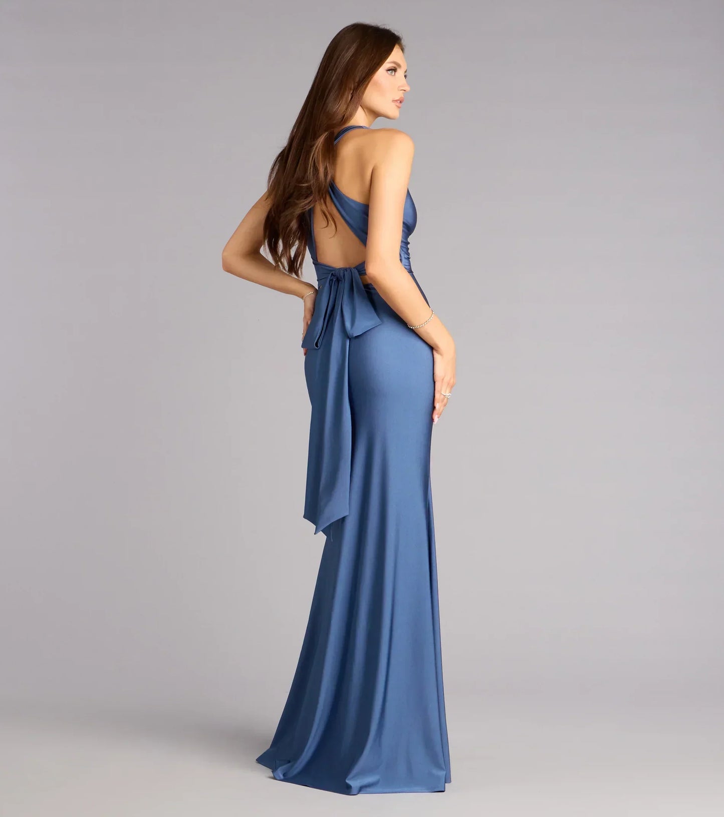 Adrianne Plunge Bow Mermaid Formal Dress