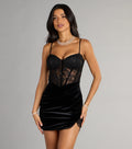 Sandra Lace Sequin Corset Velvet Mini Dress