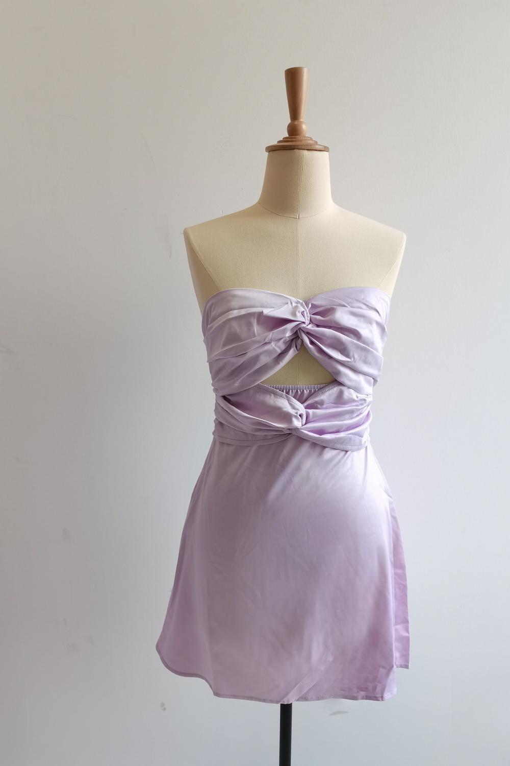 Double Twist Lavender Keyhole Short Dress