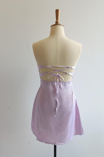 Double Twist Lavender Keyhole Short Dress