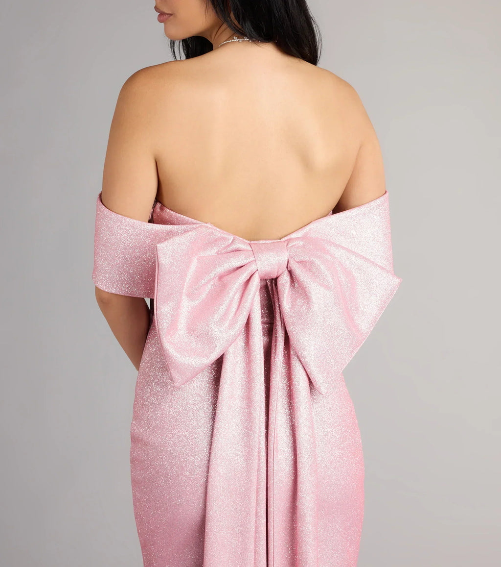 Lucinda Glitter Bow Mini Dress