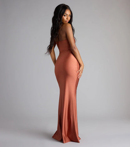 Cheryl Strapless Slit Mermaid Formal Dress