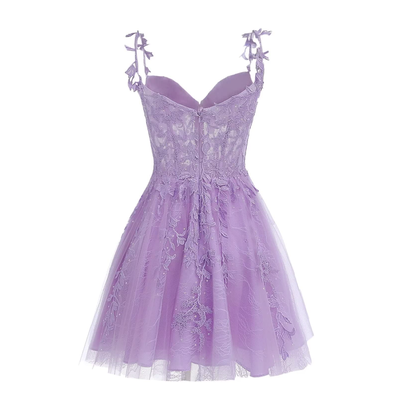 Navy Blue A-line Lace Appliques Short Homecoming Dress