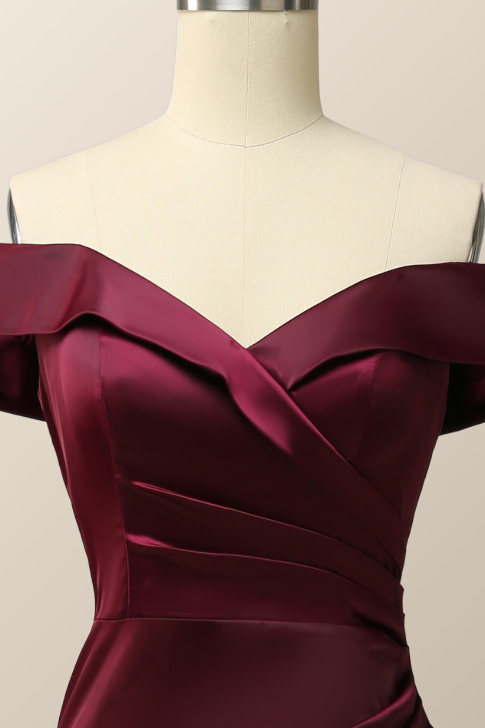 Off the Shoulder Burgundy Mermaid Evening Dress