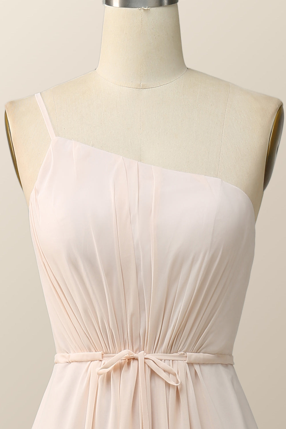One Shoulder Terracotta Chiffon Long Bridesmaid Dress
