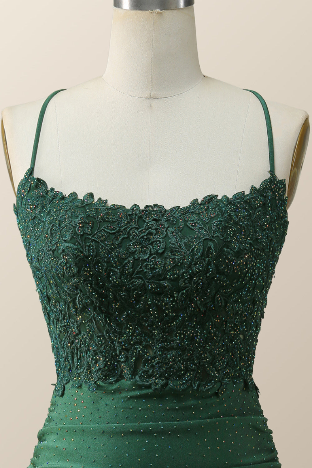 Beaded Dark Green Appliques Bodycon Mini Dress