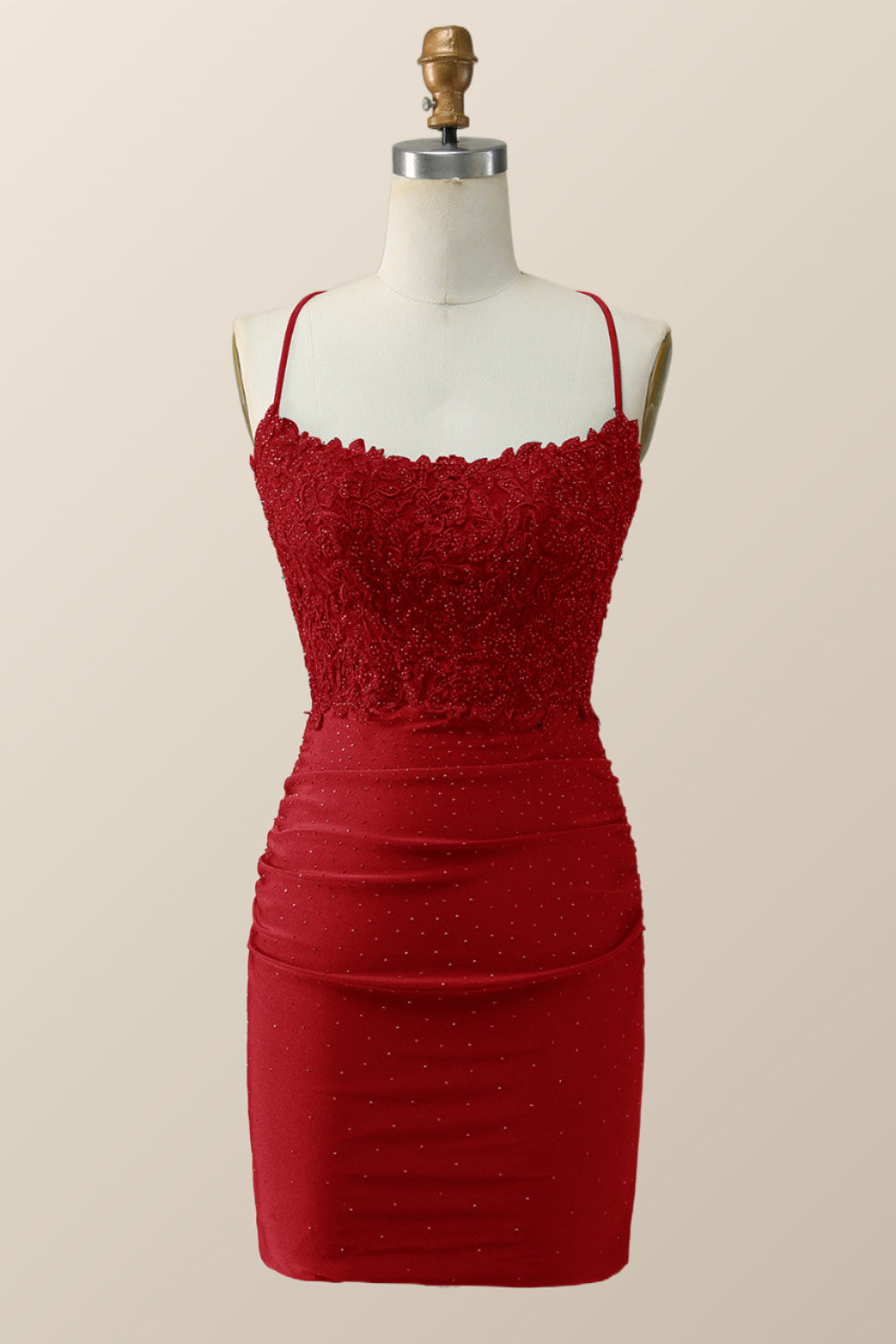 Beaded Dark Green Appliques Bodycon Mini Dress