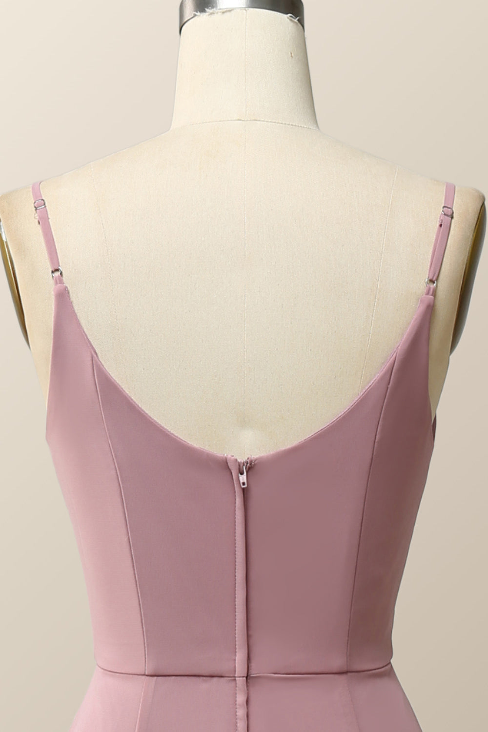 Blush Pink Cowl Neck Chiffon Long Bridesmaid Dress