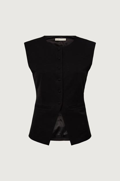 HIGH NECKLINE BUTTON UP VEST