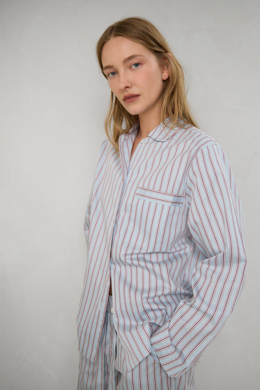 STRIPED BUTTON UP PAJAMA SHIRT