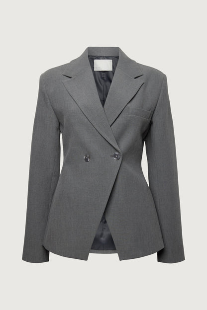 CINCHED WAIST DOUBLE-BREASTED BLAZER