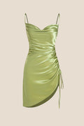 Cowl Neck Sage Green Irregular Hem Dress