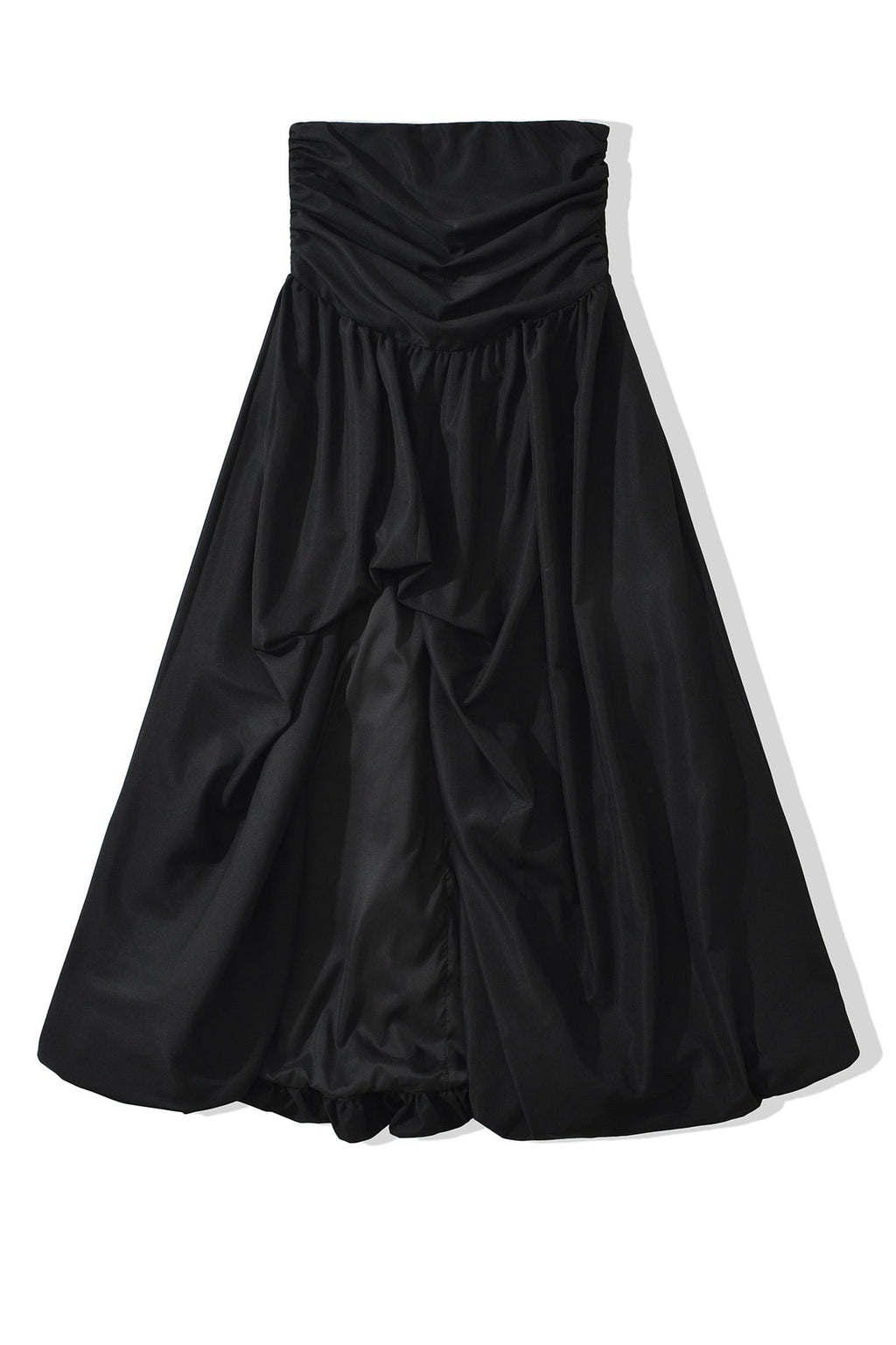 Black Strapless Slit Long Dress
