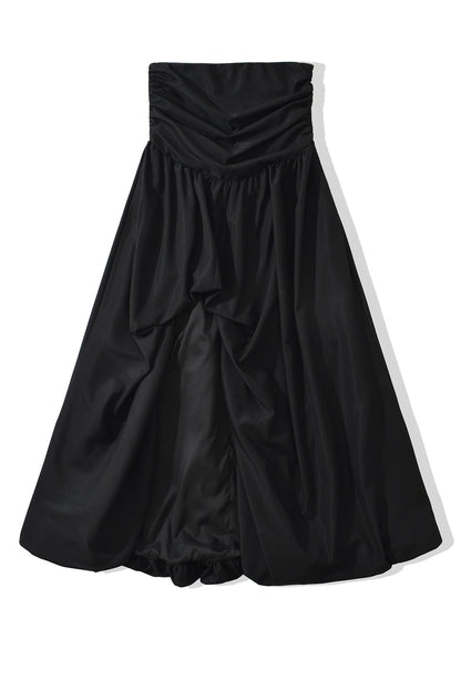 Black Strapless Slit Long Dress