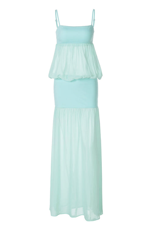 Mint Green Straps Fitted Tiered Dress