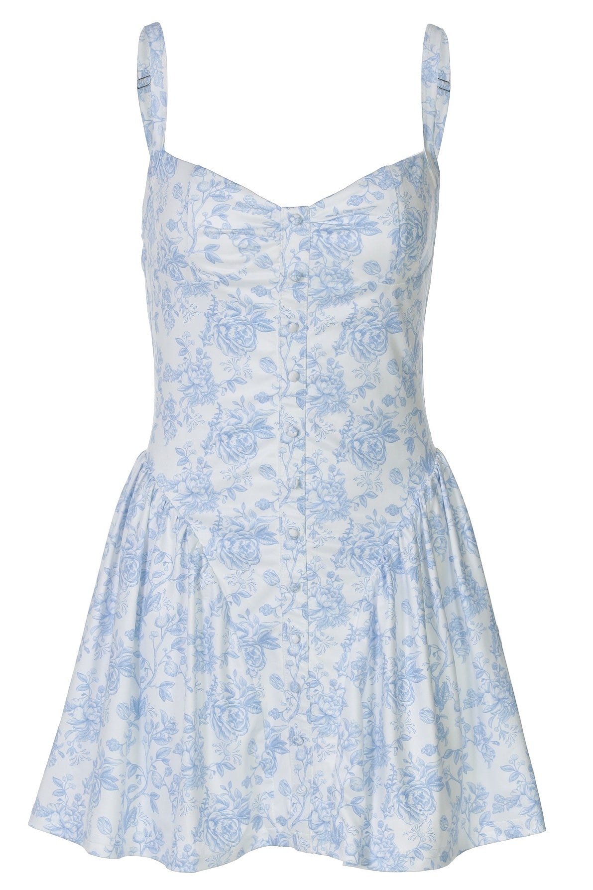 Blue Floral A-line Short Sundress