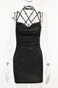 Black Straps Tight Lace-up Dress
