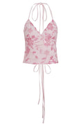 Pink Beaded V Neck Fitted Top