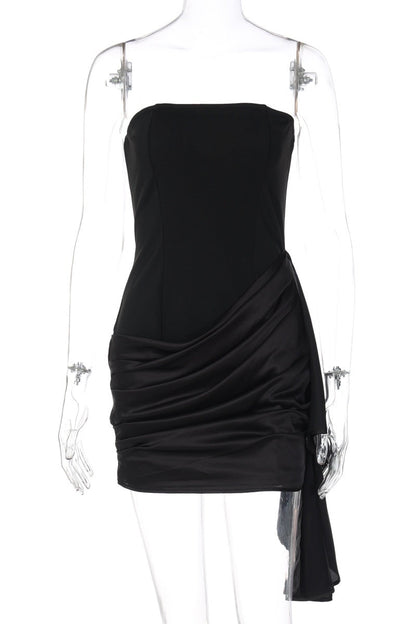 Nude Tight Ruched Side Train Short Dress