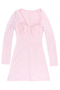 Long Sleeves Pink Short Dress