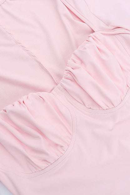 Long Sleeves Pink Short Dress