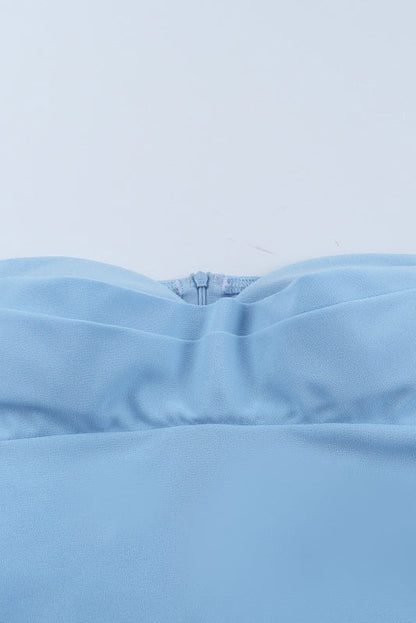 Blue Long Sleeves Tight Short Dress