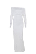 Long Sleeves White Lace Crepe Mermaid Dress