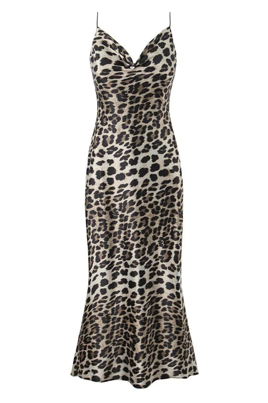 Long Sexy Leopard Print Fitted Dress