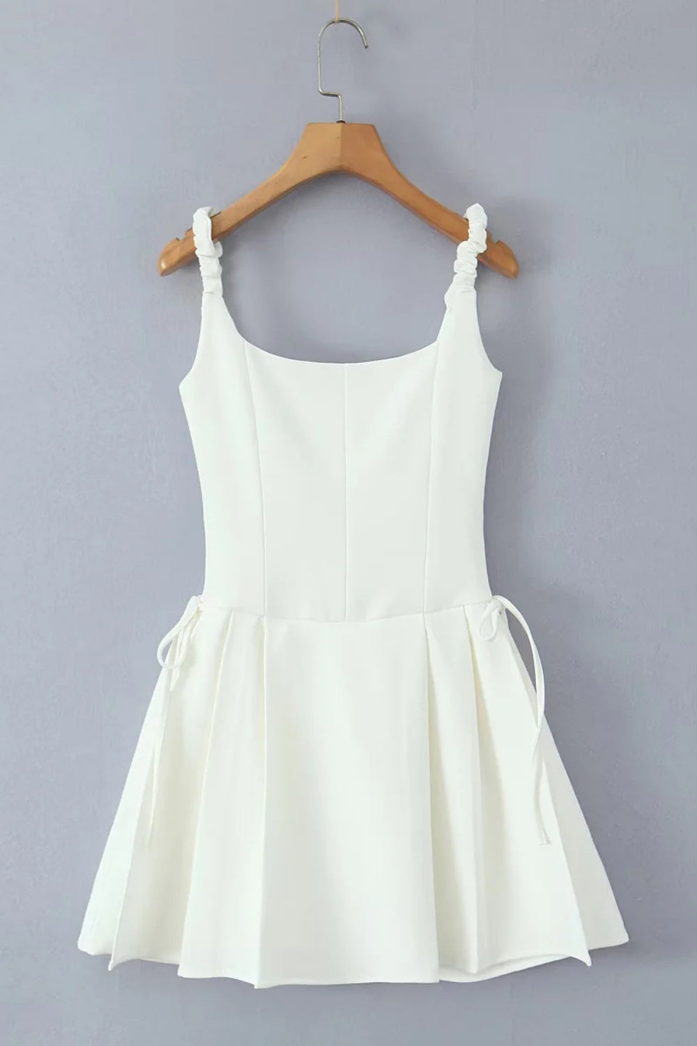 Black Square Lace Neck  Bow Short Dress