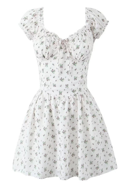 Black Floral Cap Sleeve Ruched Long Dress