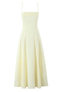 Blue Spaghetti Strap Long Summer A-line Dress