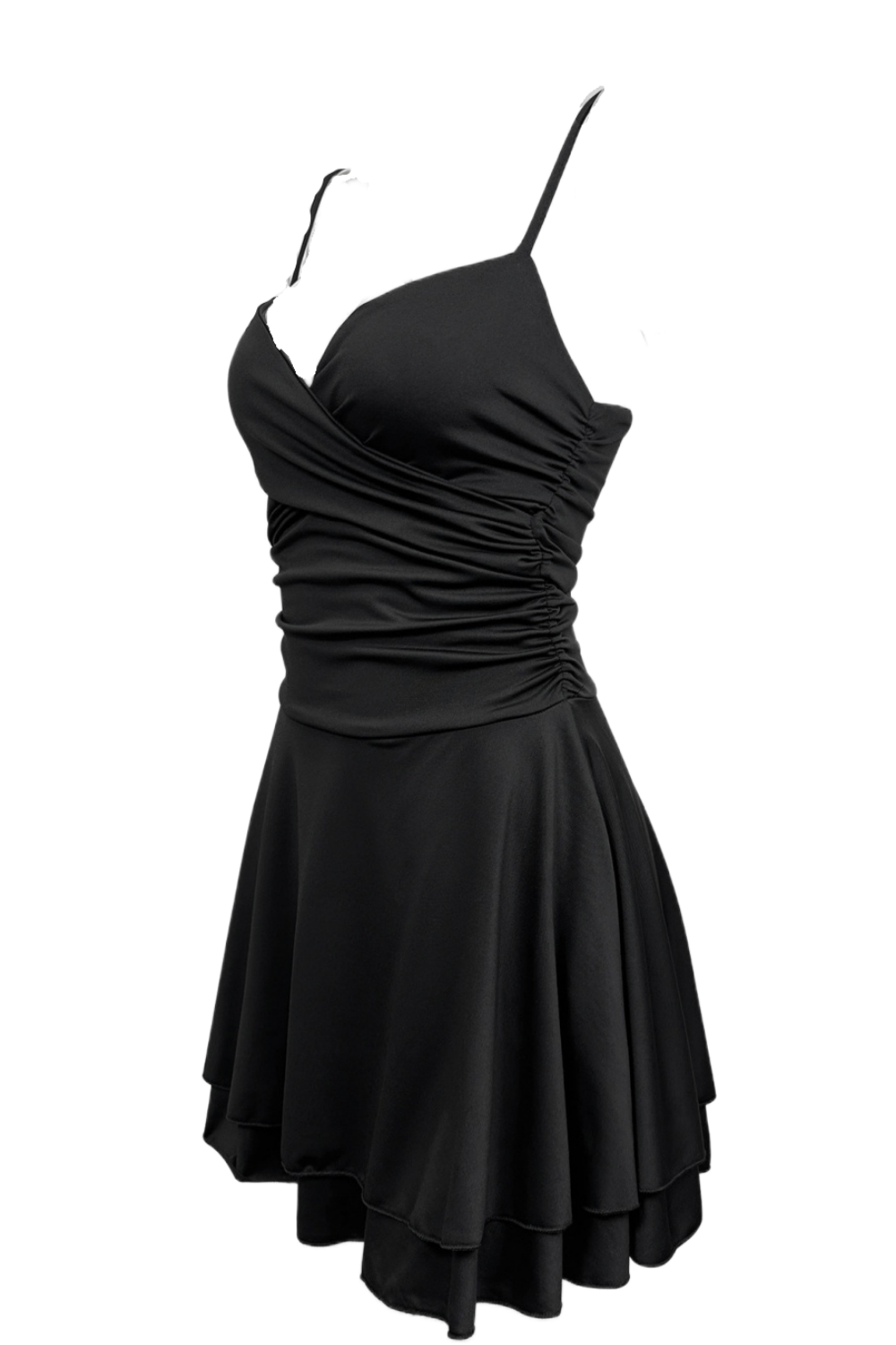 Black Straps A-line Ruched Party Dress