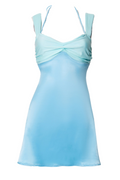Blue Halter A-line Short Summer Dress